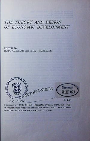 Imagen del vendedor de The theory and design of economic development. a la venta por Antiquariat Bookfarm