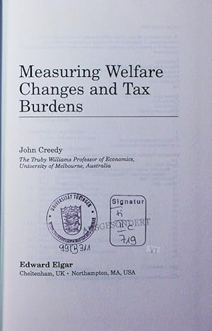 Imagen del vendedor de Measuring Welfare Changes and Tax Burdens. a la venta por Antiquariat Bookfarm