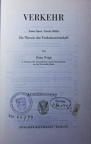 Bild des Verkufers fr Verkehr. - Bd. 1, T. 2. . zum Verkauf von Antiquariat Bookfarm