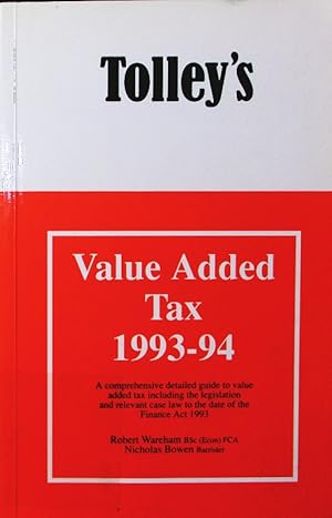 Imagen del vendedor de Tolley's value added tax. - 1993-94. a la venta por Antiquariat Bookfarm