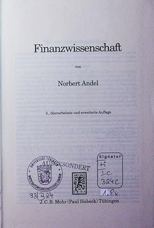 Immagine del venditore per Finanzwissenschaft. venduto da Antiquariat Bookfarm