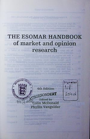Seller image for The ESOMAR handbook of market and opinion research. for sale by Antiquariat Bookfarm