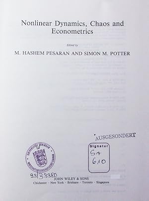 Seller image for Nonlinear dynamics, chaos and econometrics. for sale by Antiquariat Bookfarm