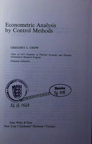 Image du vendeur pour Econometric analysis by control methods. mis en vente par Antiquariat Bookfarm