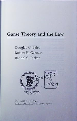 Imagen del vendedor de Game Theory and the Law. a la venta por Antiquariat Bookfarm