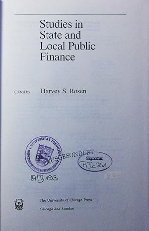 Seller image for Studies in state and local public finance. for sale by Antiquariat Bookfarm