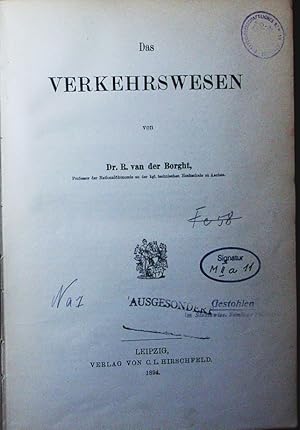 Imagen del vendedor de Hand- und Lehrbuch der Staatswissenschaften. in selbstndigen Bnden. - Abt. 1, Bd. 7. Das Verkehrswesen. a la venta por Antiquariat Bookfarm