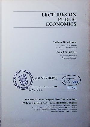 Immagine del venditore per Lectures on public economics. venduto da Antiquariat Bookfarm