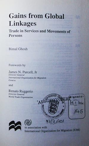 Seller image for Gains from global linkages. trade in services and movements of persons. for sale by Antiquariat Bookfarm