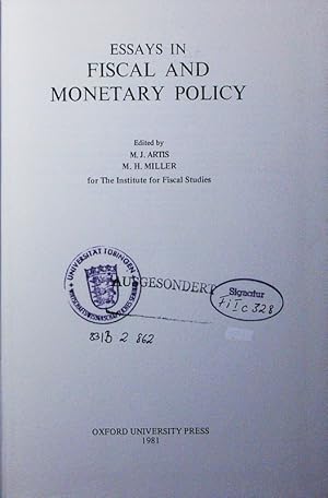 Seller image for Essays in fiscal and monetary policy. for sale by Antiquariat Bookfarm