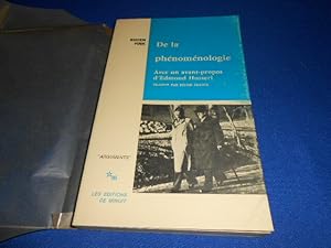 De la phénoménologie Avec un avant -propos d'Edmond Husserl