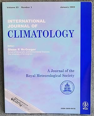 Bild des Verkufers fr International Journal of Climatology Volume 23 Number 1 January 2003 zum Verkauf von Argyl Houser, Bookseller