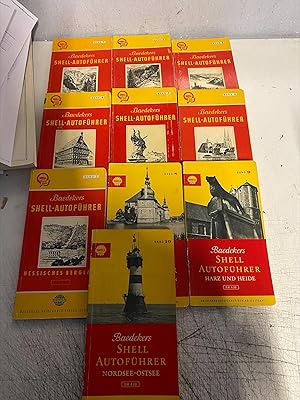 BAEDEKER SHELL AUTOFUHRER , 1-10 BAND. 1: BAYERISCHE ALPEN. 2: SCHWARZWALD UND BODENSE. 3: RHEIN ...