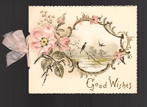 Antique Christmas Greetings Card - Birds & Blossom