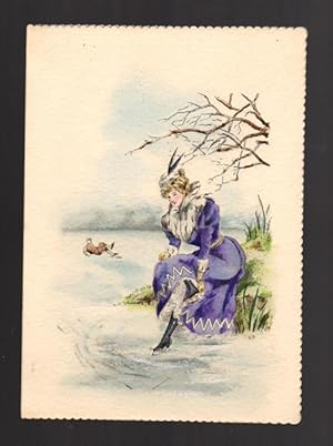 Christmas Greetings Card - Ice Skating Lady