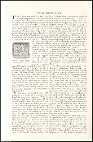 Image du vendeur pour David Rittenhouse : American Astronomer. An uncommon original article from the Harper's Monthly Magazine, 1882. mis en vente par Cosmo Books