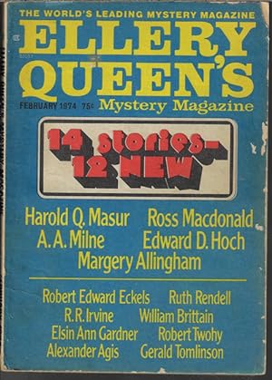 Image du vendeur pour ELLERY QUEEN'S Mystery Magazine: February, Feb. 1974 mis en vente par Books from the Crypt