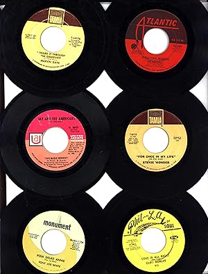 Imagen del vendedor de Yes, six more classic "singles" from the year 1968: Marvin Gaye's "I Heard It Through the Grapevine," The Rascals' "Beautiful Morning / Rainy Day," Jay and The Americans' "This Magic Moment / Since I Don't Have You," Stevie Wonder's "For Once In My Life," Tony Joe White's "Polk Salad Annie," and Cliff Nobles' "Love Is All Right / The Horse" (SIX 45 RPM VINYL "SINGLES") a la venta por Cat's Curiosities