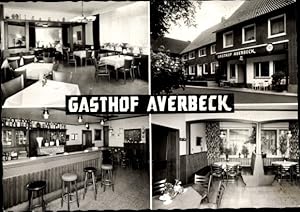 Bild des Verkufers fr Ansichtskarte / Postkarte Ostenfelde Ennigerloh, Gasthof Averbeck, Innenrume, Bar, Auenansicht zum Verkauf von akpool GmbH