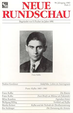 Bild des Verkufers fr Neue Rundschau 94. Jahrgang Heft 2 - Franz Kafka / Fischer ; 9013 zum Verkauf von Versandantiquariat Nussbaum