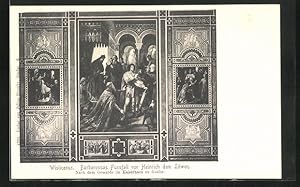 Bild des Verkufers fr Ansichtskarte Goslar, Gemlde im Kaiserhaus: Wislicenus Barbarossas Fussfall vor Heinrich dem Lwen zum Verkauf von Bartko-Reher
