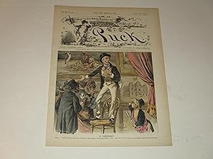 Seller image for 1887 Puck Lithograph of "A Contrast" - Puck--I don't wish to make any comparisons, Auctioneer Hilton; but --Mr. W.W. Corcoran is universally respected and esteemed - Corcoran Gallery of Art for sale by rareviewbooks