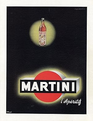 "MARTINI l'Apéritif" Annonce originale entoilée illustrée par DELPEUCH et parue dans FRANCE ILLUS...