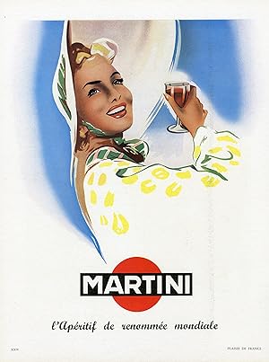 "MARTINI" Annonce originale entoilée PLAISIR DE FRANCE 1951