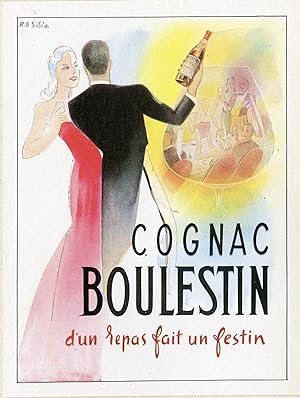 "COGNAC BOULESTIN" Annonce originale entoilée par R.B. SIBIA (1946)