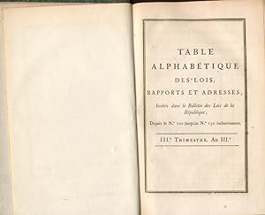 Bulletin des Lois de la République Française. 1re Série. 3e trimestre, An III (1794). n° 101 à 130