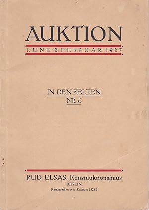 Bild des Verkufers fr Auktion 1. und 2. Februar 1927. Auflsung des kostbaren Hausstandes der palaisartigen Villa 'In den Zelten Nr. 6'. (Auktionskatalog und 2 beiliegende Original-Photographien vom Wagenpferd "Wanderer" aus vormals kaiserlichem Besitz). zum Verkauf von Antiquariat Schwarz & Grmling GbR