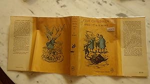 Imagen del vendedor de Five Children and It By E. Nesbit ,LOOKING GLASS LIBRARY #1 ON CVR & DJ SPINE, IN Yellow Illustrated DUSTJACKET WITH DJ FLAP $1.95, 1st Volume in series of 3 bks About adventures of Robert, Anthea, Jane, Cyril & the Lamb. It is the Psammead, a Pre-Historic Sand-Fairy. a la venta por Bluff Park Rare Books