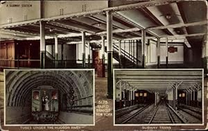 Bild des Verkufers fr Ansichtskarte / Postkarte New York City USA, a subway station, tubes under the Hudson River, subway trains zum Verkauf von akpool GmbH