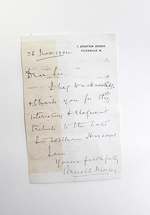 Imagen del vendedor de Original Letter Signed by Arnold Morley MP a la venta por Lasting Words Ltd