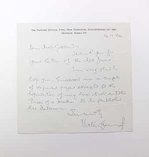 Seller image for An Original Signed Address headed letter by Victor Canning and accompanied by two typed pages of working manuscript, with holograph additions and corrections, from Birds of a Feather by Victor Canning for sale by Lasting Words Ltd