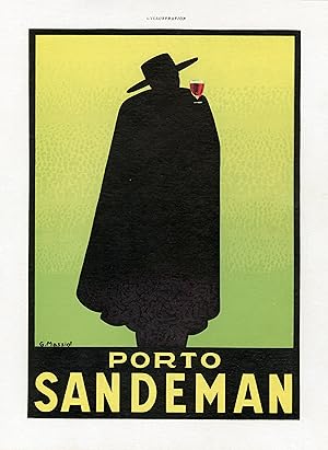 "PORTO SANDEMAN : NOËL 1938" Annonce originale entoilée / Illustrée par Georges MASSIOT et parue ...