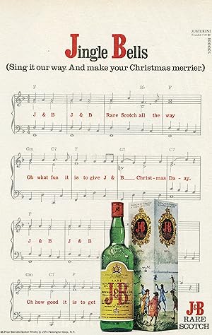 "J&B (JINGLE BELLS)" Annonce originale entoilée pour la presse américaine (1974)