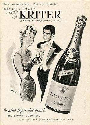 "KRITER" Annonce originale entoilée illustrée par BRENOT (années 50)