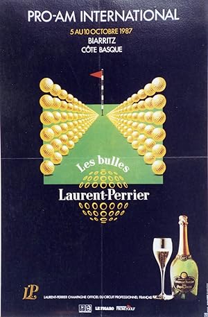 "LAURENT-PERRIER" Affiche originale entoilée / PRO-AM INTERNATIONAL BIARRITZ 1987