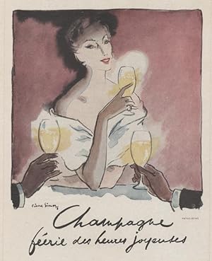 "CHAMPAGNE" Annonce originale entoilée illustrée par Pierre SIMON / HAVAS Reims (1948)