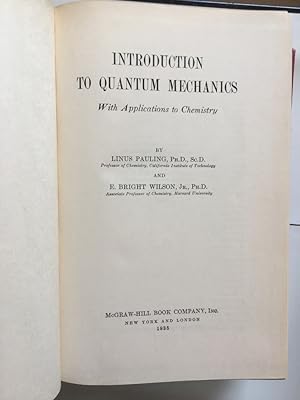 Image du vendeur pour Introduction to Quantum Mechanics, With Applications to Chemistry, mis en vente par Libreria Anticuaria Camino de Santiago