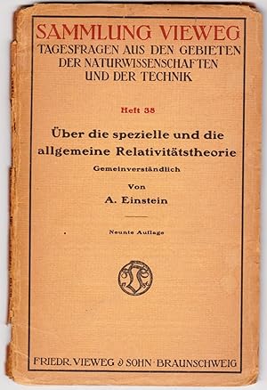 Seller image for ber die spezielle und die allgemeine Relativittstheorie: Gemeinverstndlich for sale by Rodger Friedman Rare Book Studio, ABAA