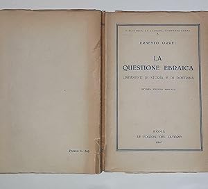 Imagen del vendedor de La questione ebraica. Lineamenti di storia e di dottrina a la venta por librisaggi