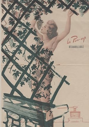 "PIN-UP au RAISIN" LA PIN-UP DÉSHABILLABLE / Affiche supplément central PARIS-HOLLYWOOD 1950 et 1...