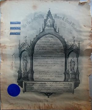 Seller image for Certificate conferring the Third Degree of Masonry to Robert Browning Greenwood. Grand Lodge of Massachusetts for sale by Mare Booksellers ABAA, IOBA