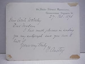 Bild des Verkufers fr 1896: THOMAS ANSTEY GUTHRIE AUTOGRAPH zum Verkauf von Imperial Books and Collectibles