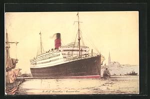 Bild des Verkufers fr Knstler-Ansichtskarte Passagierschiff RMS Carinthia im Hafen, Cunard Line zum Verkauf von Bartko-Reher