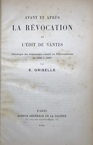 Réunion de 3 études autour de l'Edit de Nantes.