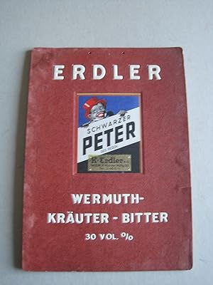 Webeschild zum Aufhängen: Erdler - Wermuth-Kräuter - Bitter. Papier auf Pappe aufkaschiert, weiße...