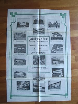 "Gollnow & Sohn, Stettin-Brückenbau" Original-Plakat auf Seidenpapier,